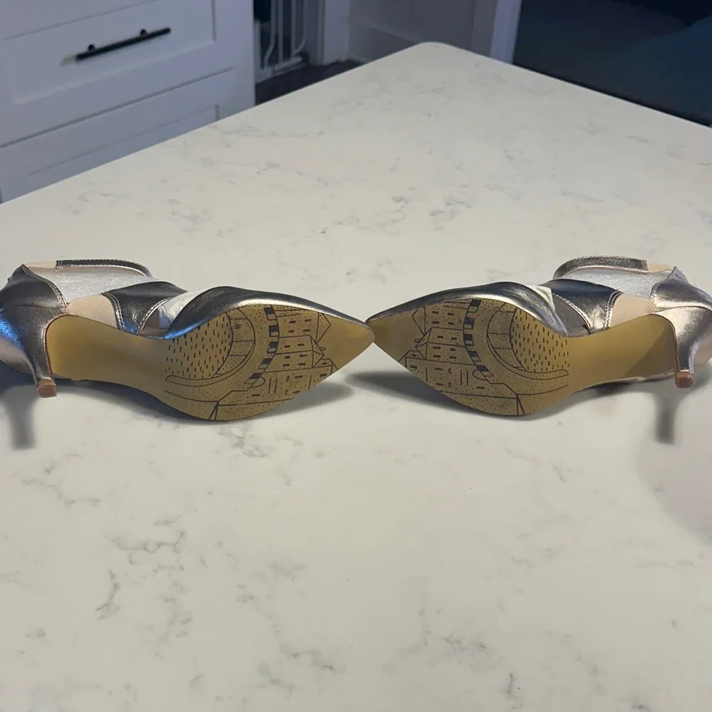 Bella Vita Metallic Gold Ankle Strap Heels - Picture 5 of 5
